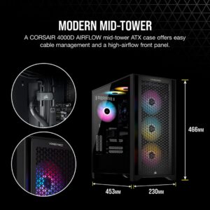 Corsair Vengeance i7300 Series Gaming PC - Air Cooled Intel Core™ i5 12600K CPU - NVIDIA GeForce RTX™ 3060Ti Graphics - 16GB Vengeance DDR4 3200MHz Memory, 1TB M.2 NVMe SSD - Black