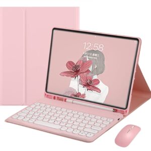 YEEHi iPad 10th Generation 10.9" 2022 Keyboard Case with Mouse Color Keyboard Retro Round Key Caps Cute Candy Colors Detachable Keyboard iPad 10th Gen 10.9 Cover (Pink)