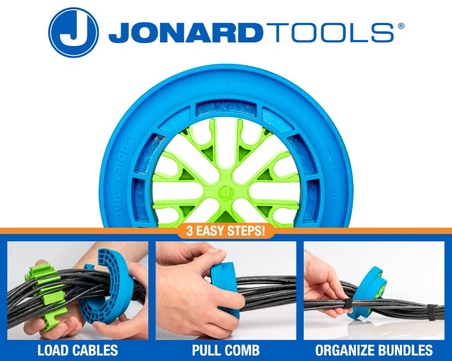 Jonard Tools CCB-34 Cable Comb Organizing Tool, Wire Comb, Cable Dresser, Bundler, Organizing Tool, Ethernet Comb, Network Cable, Data Cable Comb, Cable Dresser, Cat6A, Cat7, Blue/Green