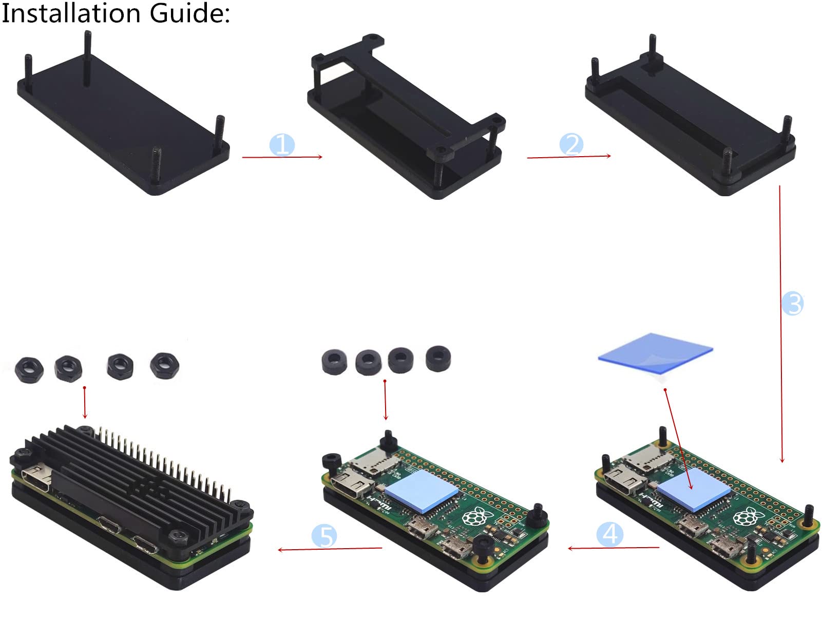 WEIYIXING Raspberry Pi Zero Heatsink Case, Raspberry Pi Zero 2 Aluminum Passive Case with Pin Header for Raspberry Pi Zero 2W