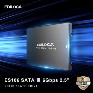 Ediloca ES106 250GB SSD SATA III 2.5" 3D TLC NAND Flash Internal Hard Drive, Up to 550MB/s Read, Upgrade PC or Laptop Memory and Storage(Black)