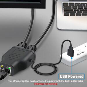 Ethernet Splitter 1 to 2 1000Mbps Internet Cable Splitter 1 in 2 Out High Speed Network Splitter Gigabit Dual LAN RJ45 Port Extender Support 2 Devices Simultaneously Access Internet (Plug and Play)