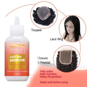 Wig Glue Lace Glue Waterproof Lace Front Wig Glue for Wigs with Tools and Hair Wax Stick (Wig Glue/Wig Glue Remover/Hair Wax Stick/Edge Control Wax/Wig Band/Hair Dual Drush)