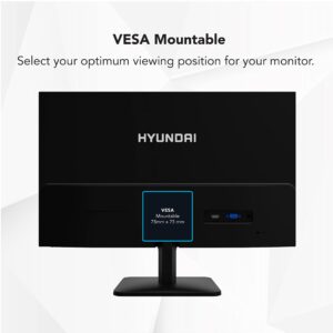 HYUNDAI 24 Inch Professional Thin LED Monitor - Full HD 1080p Resolution, HDMI & VGA Ports, 75Hz Refresh Rate VESA Mountable , Sleek Black Design for Home and Office (24FOM Series)