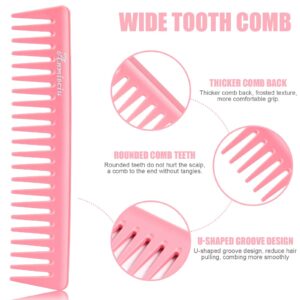 2Pcs Wide Tooth Comb and Large Hair Detangling Comb, Durable Hair Combs, Suitable for Curly Hair, Long Hair, Wet or Dry Hair in all Types, Anmieciu Advanced Care Styling Hair Comb. (Pink, Purple)