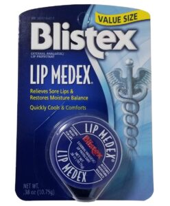 blistex lip medex lip balm, 0.38 ounce jar, pack of 6 – medicated lip balm & cooling lip care, lip moisturizer for dry cracked lips, fast relief for sore lips, value size