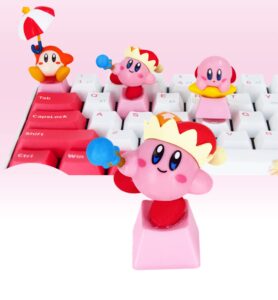 popkeey kirby keycaps japanese anime pink key caps，compatible with cherry mx switches custom gaming mechanical keyboard (magic)