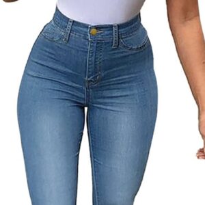 Bell Bottom Jeans for Women Skinny High Waisted Flared Denim Pants Classic 70s Skinny Flare Jean Trousers (Blue,3X-Large)