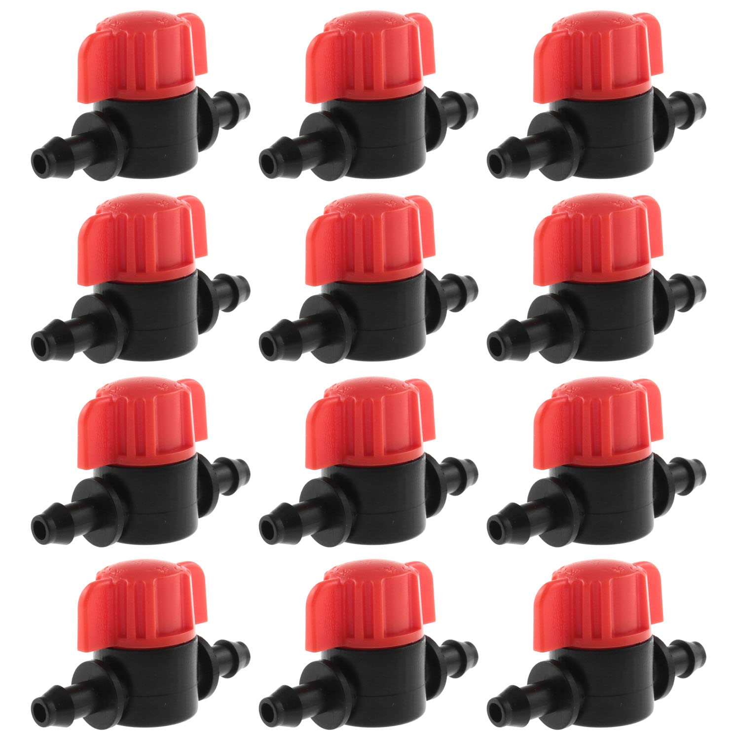 1/4 Inch Barb Shut-Off Valve DGZZI 12PCS Black Plastic Universal Drip Irrigation Tubing Coupling Valves for 1/4" Tubing, Drip Irrigation Switch