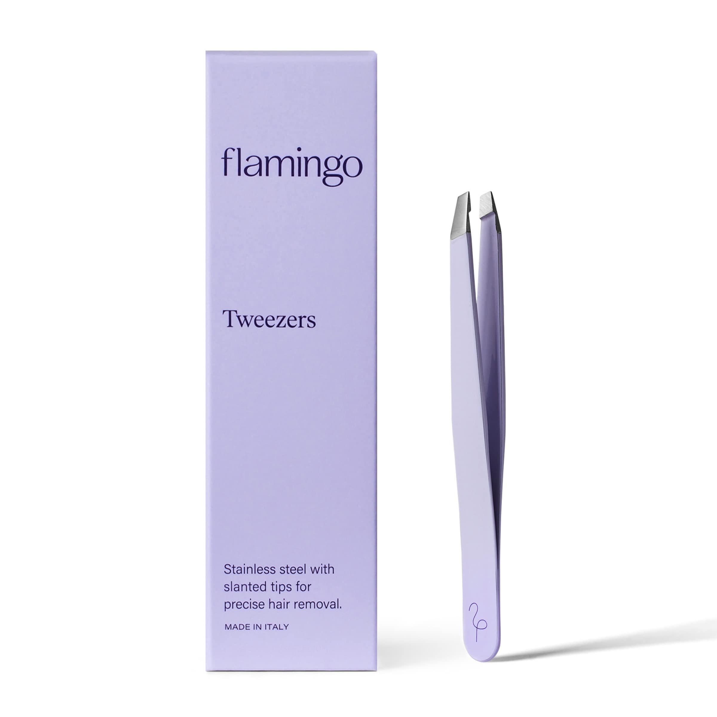 Flamingo Women’s Tweezers - Stainless Steel Slant Tip for Precision Hair Removal - Lilac