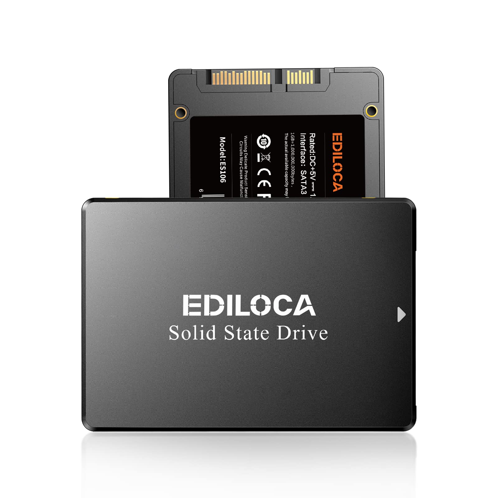 Ediloca ES106 250GB SSD SATA III 2.5" 3D TLC NAND Flash Internal Hard Drive, Up to 550MB/s Read, Upgrade PC or Laptop Memory and Storage(Black)