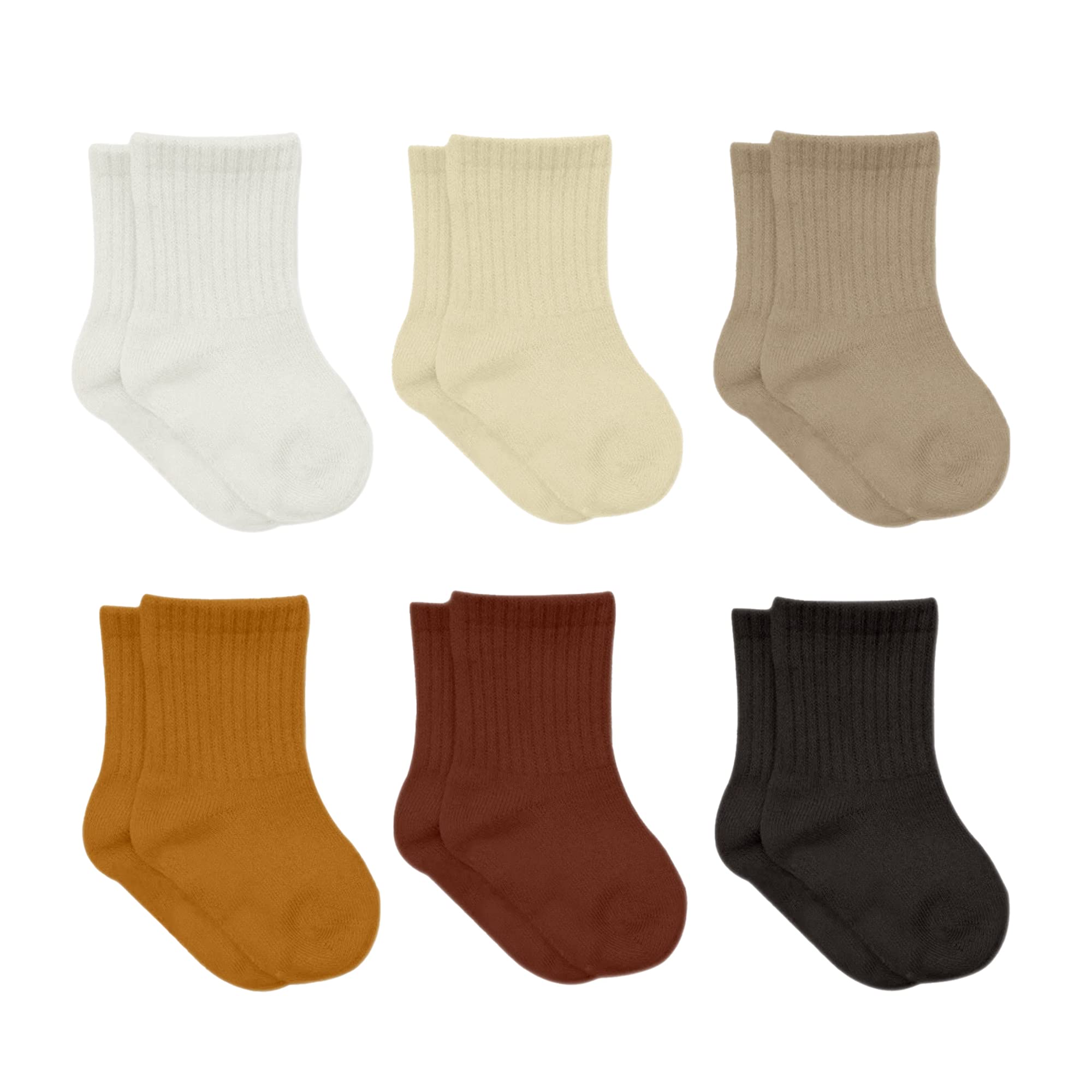 bistyle Baby Grip Ankle Socks 6 Pairs | Newborn Infant Toddlers Socks Anti-Allergic Cotton | Kids Boys Girls Ankle Socks Multicolor (as1, age, 6_months, 12_months, Brown, 6-12 Months)