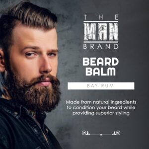 The Man Brand - Bay Rum Beard Balm with Shea Butter and Beeswax - 1 oz Leave-in Conditioner and Styling Balm for Men