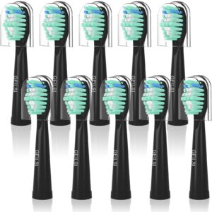 toothbrush heads for fairywill, replacement brush heads for fairy will, electric toothbrush replacement heads for fairywill fw-507/508/551/515/917/959, fw-d1/d3/d7/d8, 10 pack, black