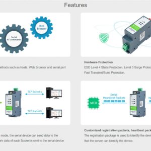 RS485 to WiFi/Ethernet Module, Rail-Mount Serial Server, Modbus MQTT Gateway, Support 802.11b/g/n Wireless Standards, Support RS485 to WiFi, RS485 to Ethernet, Ethernet to WiFi, etc.