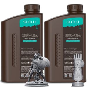 sunlu 2 kg*2 bottles abs-like 3d printer resin, 405nm uv curing photopolymer rapid 3d resin for 4k 8k lcd/dlp/sla 3d printers, non-brittle & high precision & low shrinkage, 2000g*2, dark grey& grey