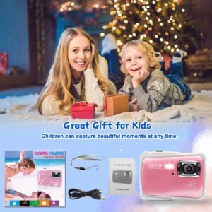 YEEIN 10FT Waterproof Digital Camera for Kids 21MP Underwater Camera with 32G SD Card, 8X Digital Zoom Point and Shoot Camera for Boys and Girls