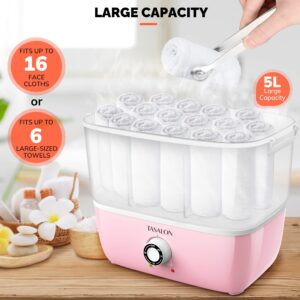 TASALON Hot Towel Steamer for Facials, Hot Towel Warmer Quickly Heats Up in 5 Minutes, Portable Towel Machine Fits 16 Mini Towels, Salon Equipment Towel Warmer for Facials, Spa, Massage, Pink