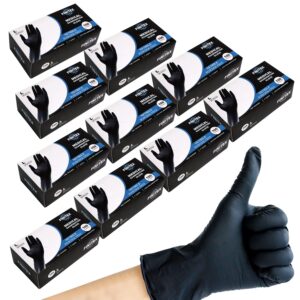 FINITEX Black Nitrile Disposable Medical Exam Gloves - Case of 1000 PCS 6mil Glove Powder-Free Latex-Free Gloves (Large)