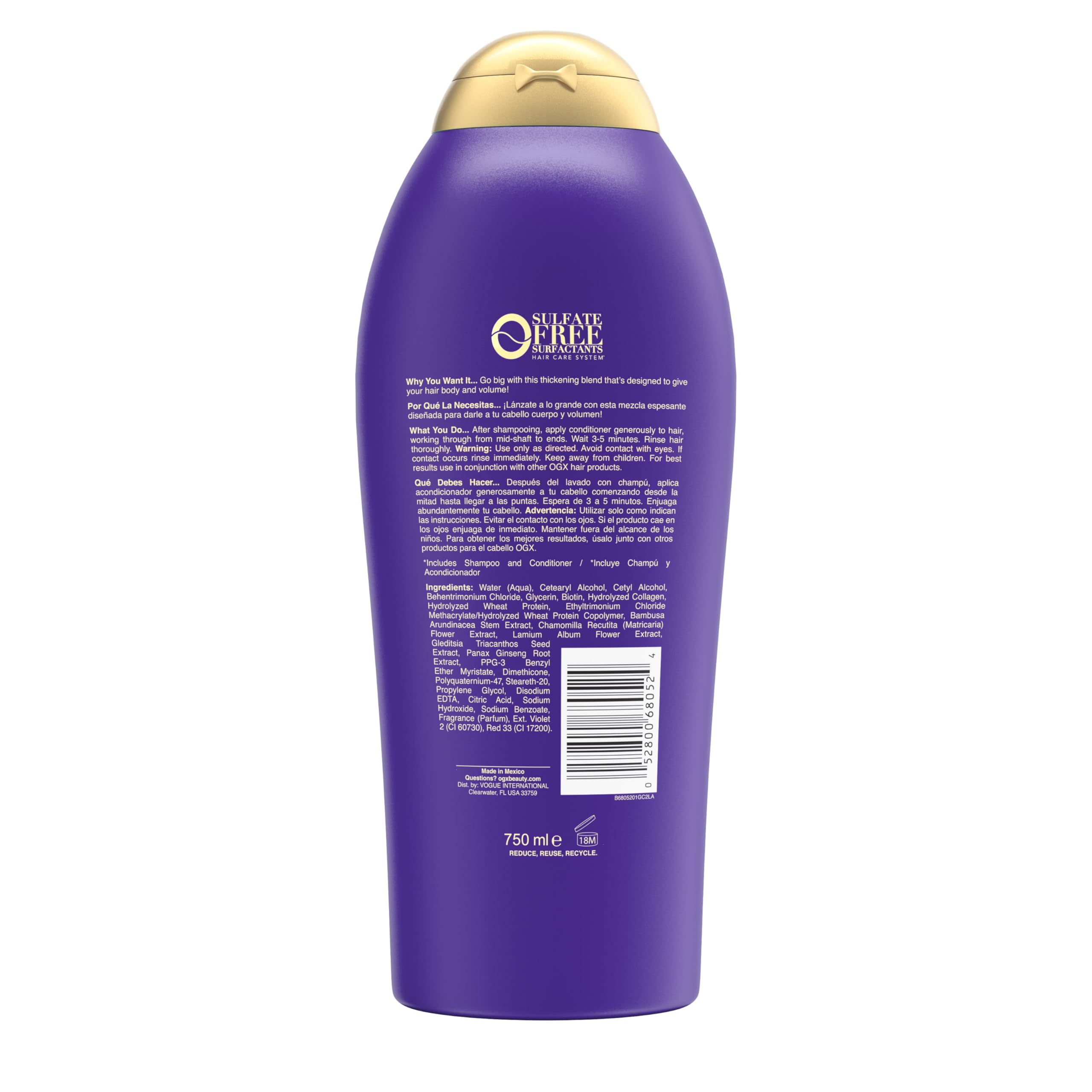 OGX Biotin & Collagen Extra Strength Volumizing Conditioner for Thicker, Fuller Hair, 25.4 fl oz