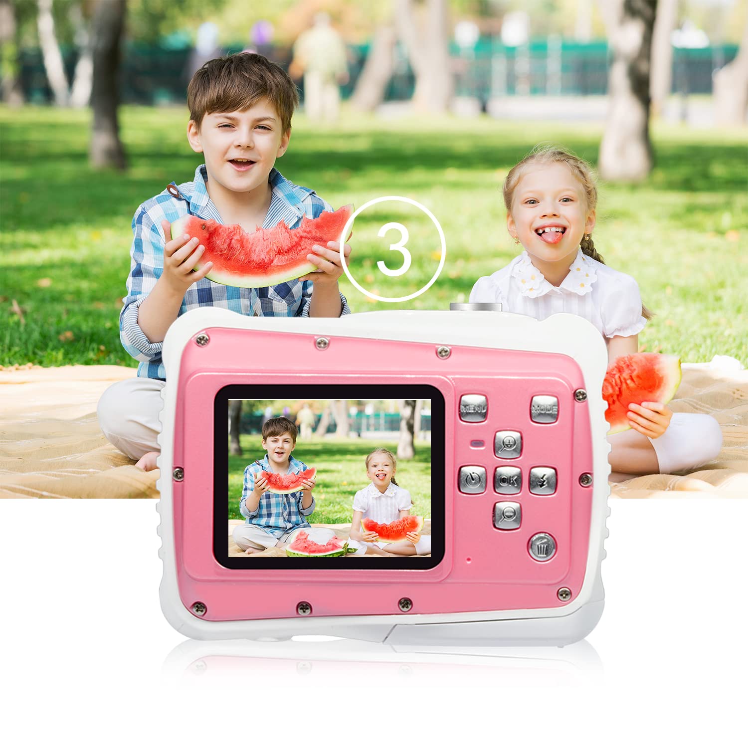 YEEIN 10FT Waterproof Digital Camera for Kids 21MP Underwater Camera with 32G SD Card, 8X Digital Zoom Point and Shoot Camera for Boys and Girls