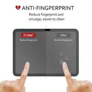 iCarez Anti-Glare Matte Screen Protector for iPad 10, 2-Pack Reduce Fingerprint Bubble Free with Hinge Installation (No Home Button iPad 10th Generation 10.9-inch 2022 released)