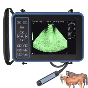 veterinary b-ultrasound scanner ultrasound scanner for pregnancy 6.5 mhz rectal probe, volume heart rate measurement with 32g tf rechargeable, 8 color panels, b/bb/4b for cattle, horse, camel snake