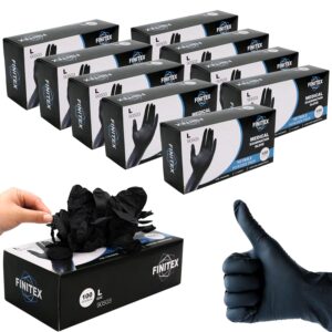 FINITEX Black Nitrile Disposable Medical Exam Gloves - Case of 1000 PCS 6mil Glove Powder-Free Latex-Free Gloves (Large)