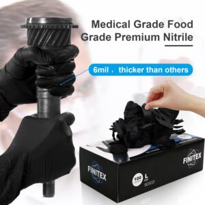 FINITEX Black Nitrile Disposable Medical Exam Gloves - Case of 1000 PCS 6mil Glove Powder-Free Latex-Free Gloves (Large)