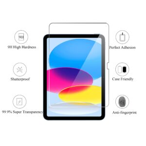 Ailun 2 Pack Screen Protector for iPad 10th Generation 10.9 Inch Display 2022 Tempered Glass [Face ID & Apple Pencil Compatible] Ultra Sensitive Case Friendly [2 Pack]