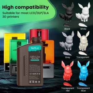 SUNLU 2 KG*2 Bottles ABS-Like 3D Printer Resin, 405nm UV Curing Photopolymer Rapid 3D Resin for 4K 8K LCD/DLP/SLA 3D Printers, Non-Brittle & High Precision & Low Shrinkage, 2000g*2, Dark Grey& Grey