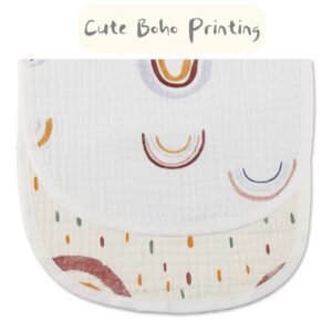 Baby Bibs for Girls, Organic Muslin Baby Drool Dibs, Soft & Lightweight Lap-shoulder Bibs for Teething Feeding with Waterproof Backing, 6 Pack