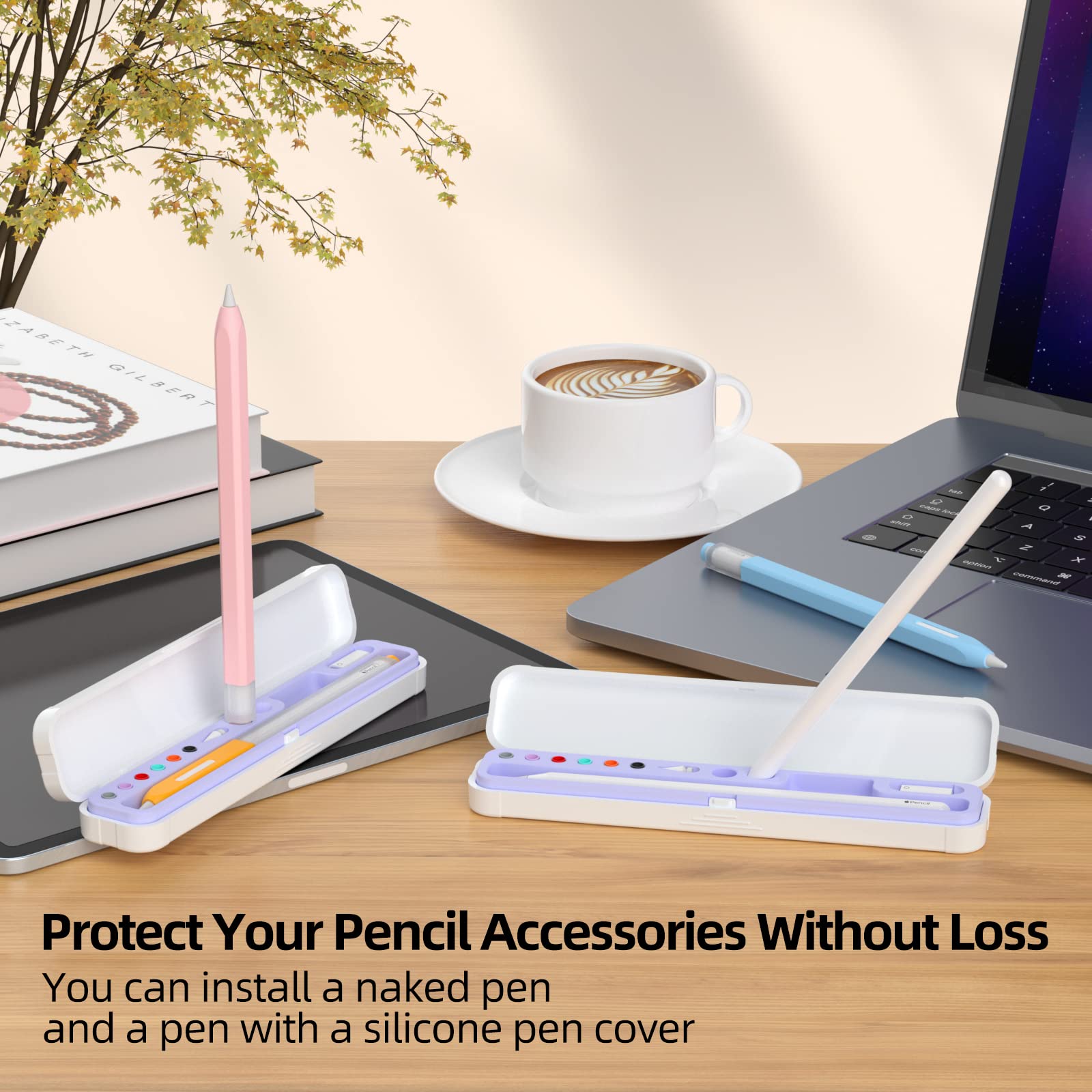 Joosko Magnetic Carrying Case Compatible with Apple Pencil 2nd Generation and 1st Gen Pencil and Samsung Galaxy S-Pen Series, Pencil case Consists of Hard PC Shell and Soft Silicone Inner