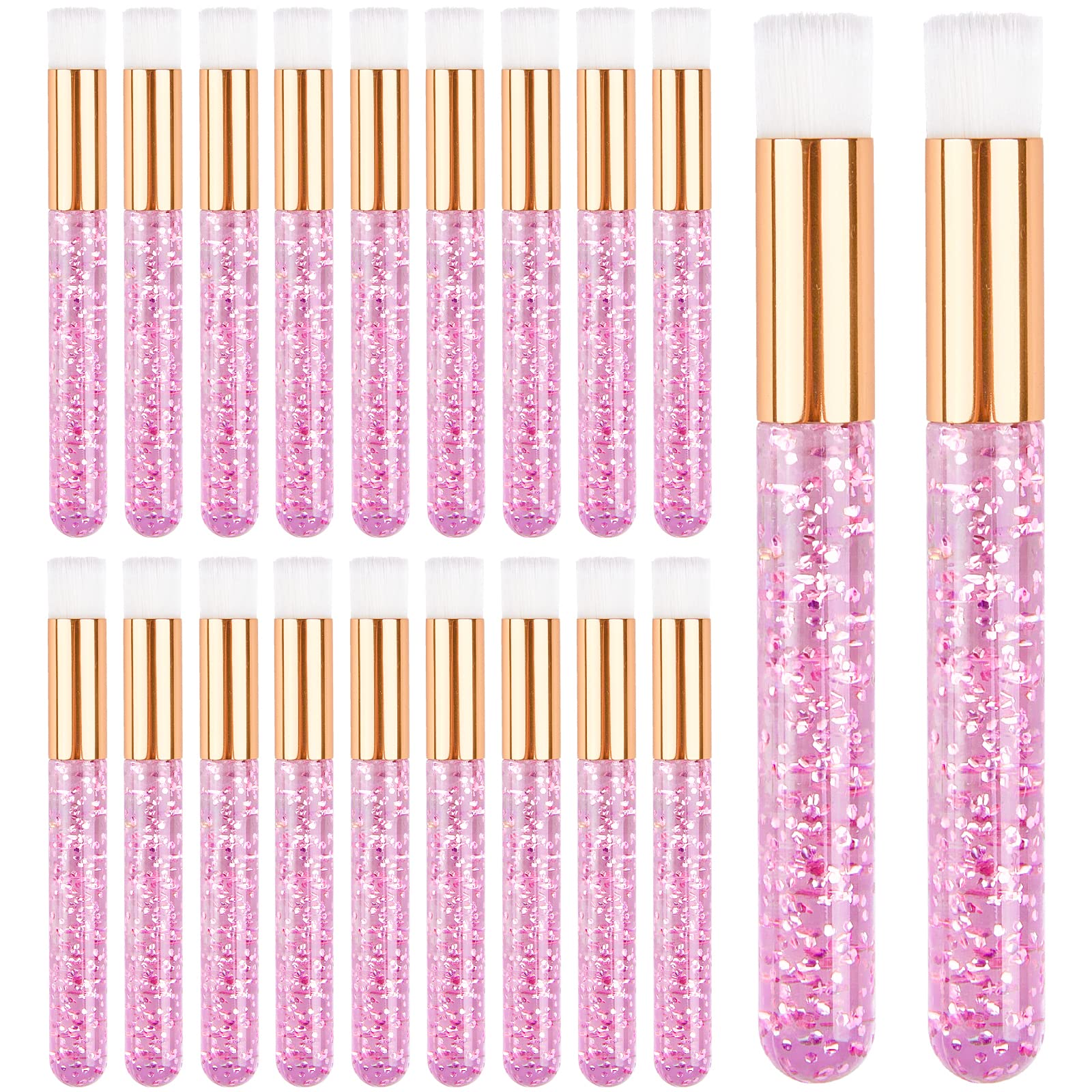 TUZAZO 20 Pieces Pink Lash Shampoo Brushes - Glitter Crystal Eyelash Extension Cleanser Brushes - Nose Pore Deep Cleaning Brush for Blackhead Removing Facial Cleansing (Pink)