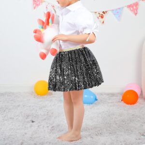 KEREDA Toddler Girls Layered Tutu Skirt Sparkling Sequin Tulle Dance Skirts 6-8 Y Black