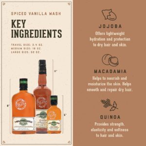 18.21 Man Made Original Spiced Vanilla 3-in-1 Body Wash, Shampoo, & Conditioner for Men, All Hair & Skin Types, Strengthens and Moisturizes in a Manly Aroma, 3.4 oz