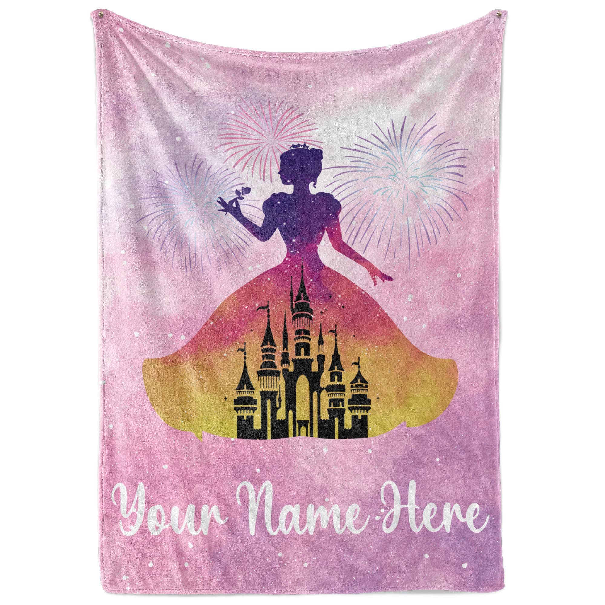 Personalized Princess Blanket for Girls - Ships Next Day, USA Made, Warm, Cozy, Soft Throw for Travel - Pink Room Decor - Plush Fleece or Sherpa Blanket with Custom Name (Fleece - 50x60)