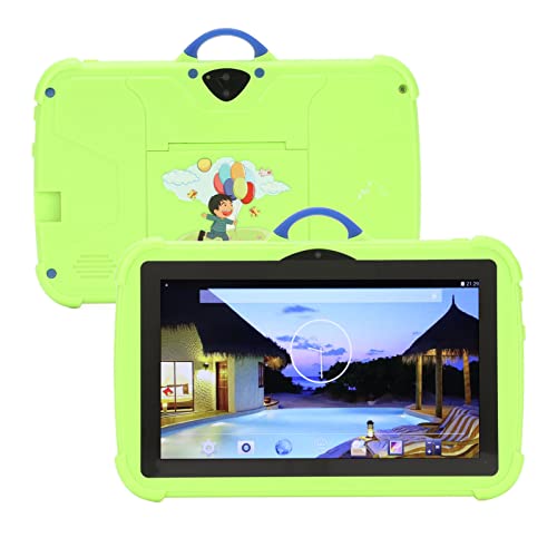 PUSOKEI 7 Inch Kids Tablet PC,1GB RAM 8GB ROM,for Android 6,IPS HD Eye Protection Screen,2MP Dual Camera Toddler Tablet with Stand Protective Case,BT4.0,Dual Band WiFi.(Green)