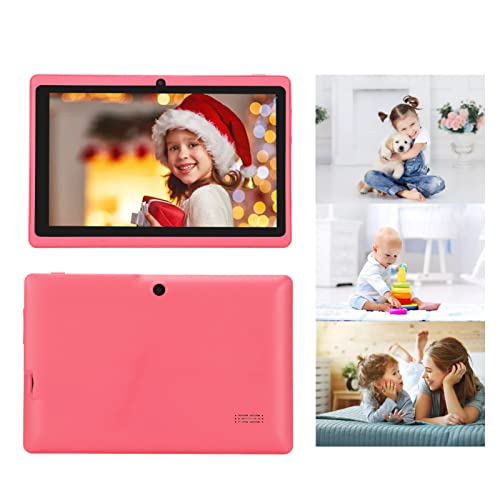 PUSOKEI 7 Inch Kids Tablet,for Android 7.0,MTK6582 Quad Core CPU,IPS HD Display Eye Protection Screen,8GB ROM 1GB RAM Bluetooth Dual Band WiFi Learning Tablet,US Plug(Pink)