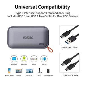 SSK External SSD 250GB, USB C SSD External Solid State Drives up to 1050MB/s, Portable SSD USB 3.2 Gen2 for iPhone 15/Pro, Windows, Mac, Android Phones and Tablets