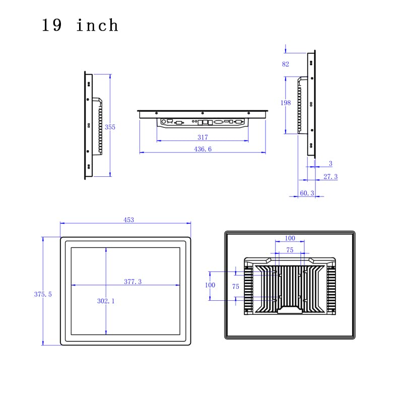 19 Inch Capacitive Touch Industrial Computer with WiFi Module Win10 Pro (8GB RAM+128GB SSD, Core i7-7500U)