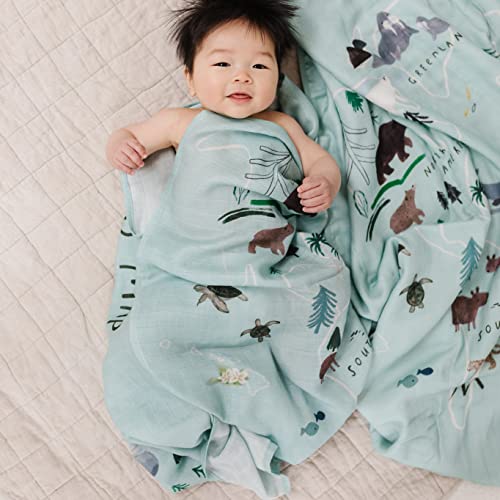 Loulou Lollipop Soft Baby Swaddle Blanket Muslin Wrap Receiving Blanket for Newborn to Toddler Girl and Boy, Large 47” by 47” - World Map