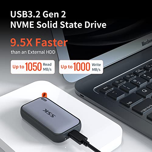 SSK External SSD 250GB, USB C SSD External Solid State Drives up to 1050MB/s, Portable SSD USB 3.2 Gen2 for iPhone 15/Pro, Windows, Mac, Android Phones and Tablets