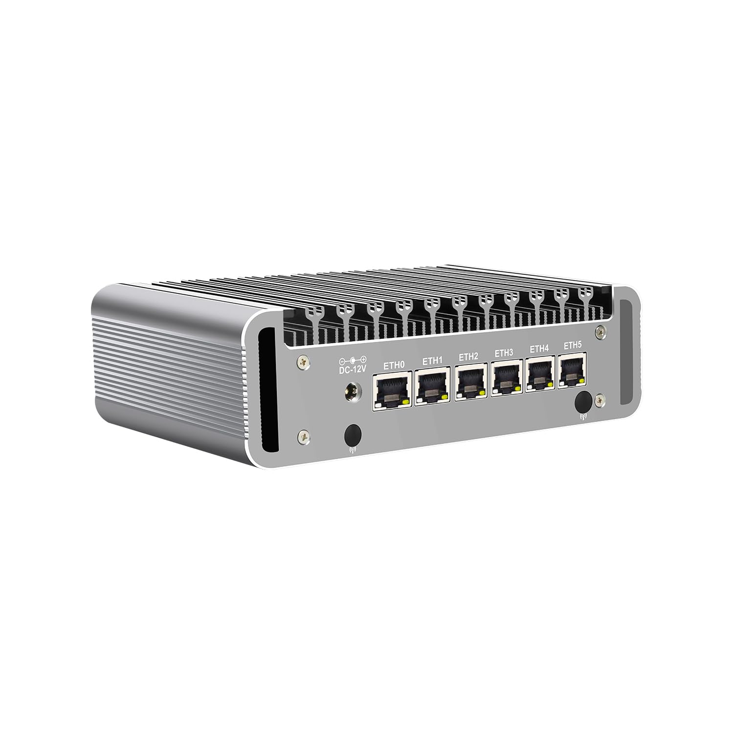 HUNSN Micro Firewall Appliance, Mini PC, VPN, Router PC, Intel J6413, RJ14, AES-NI, 6 x Intel 2.5GbE I226-V LAN, Console, HDMI, GPIO, SIM Slot, Barebone, NO RAM, NO Storage, NO System