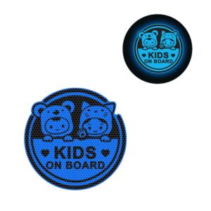 Iprokiu High Intensity Reflective Kids on Board Car Sticker Waterproof Safety Warning Sticker Baby on Board Car Body Bumper Window Decal Kids in Car Sticker Auto Decor 8.03 x 8.03 in (Blue)