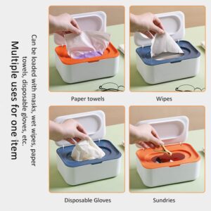 Wipes Dispenser, Wipe Holder for Baby & Adult, Refillable Wipe Container with Lid and Sealing Design to Keep Wipes Fresh, One-Handed Operation, Easy Open & Close (Blue)