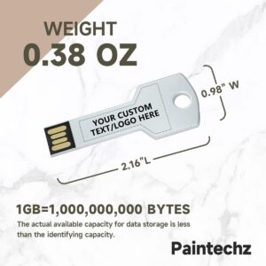 Paintechz Custom Key USB Flash Drives 50 Pack, Personalized Logo Bulk - as Corporate Gifts and Promotional Giveaways - 512MB