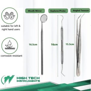 8 Pcs Oral Hygiene Kit Plaque Remover Professional Dental Picks for Teeth, Scraper, Serrated Tweezers, Mouth Mirror, Double Ended Picks for Gum Care Set - Stainless Steel with Carrying Case