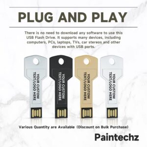 Paintechz Custom Key USB Flash Drives 50 Pack, Personalized Logo Bulk - as Corporate Gifts and Promotional Giveaways - 512MB