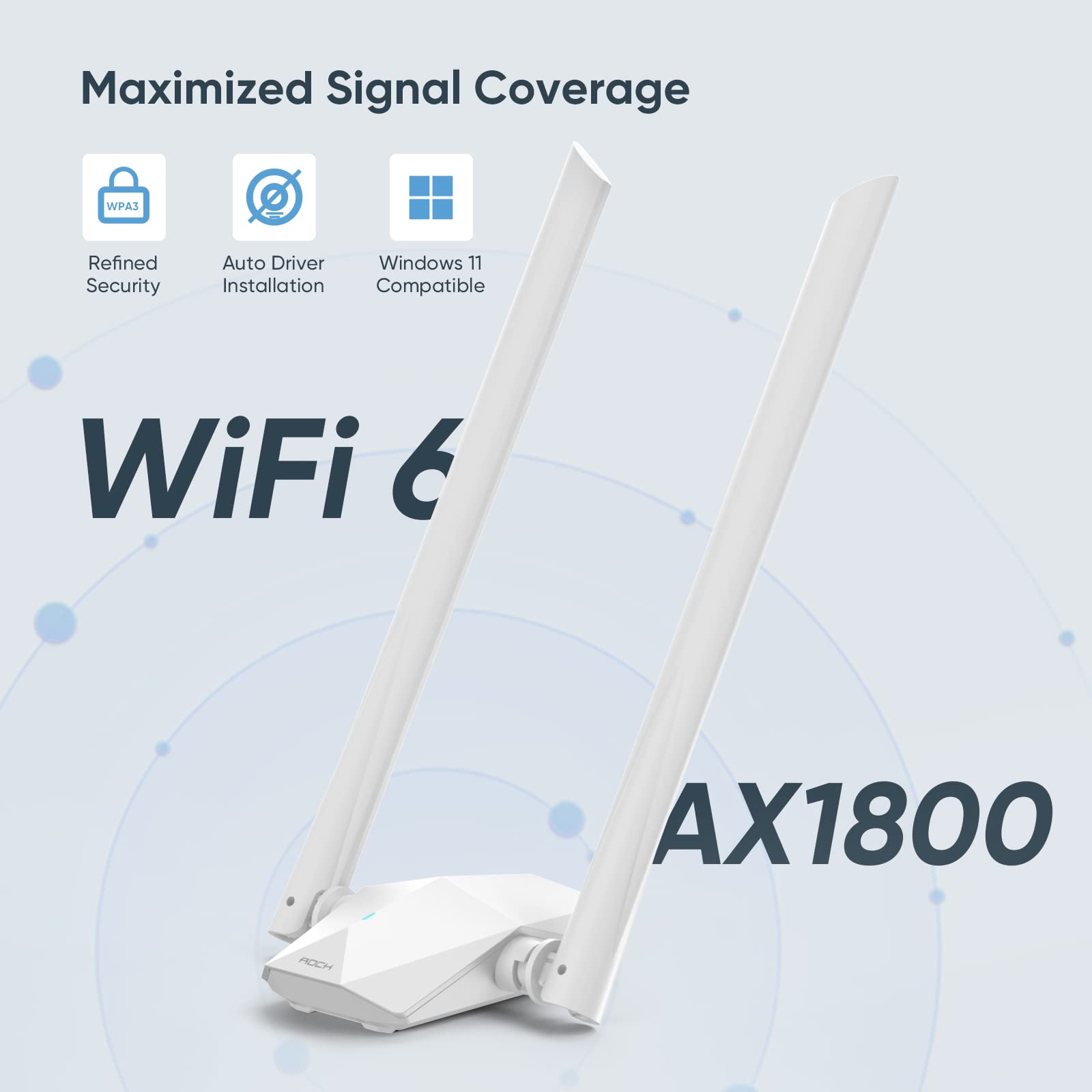 AX1800 WiFi 6 USB WiFi Adapter for PC,USB WiFi Adapter Dual High Gain 5Dbi Antenna 5Ghz/2.4Ghz WiFi Dongle Wireless Adapter for Desktop/Laptop Supports Windows10/11,USB 3.0 Computer Network Adapters